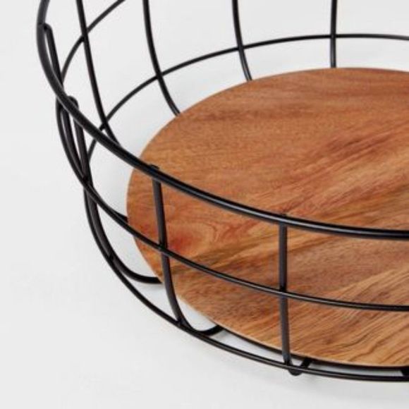Iron and Mangowood Wire Fruit Basket Black - Threshold - Picture 3 of 6